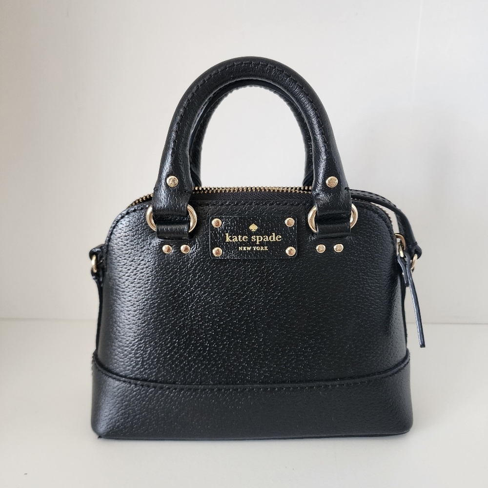 Kate Spade Wellesley Mini Rachelle Crossbody Bag Black and Gold Top Handle